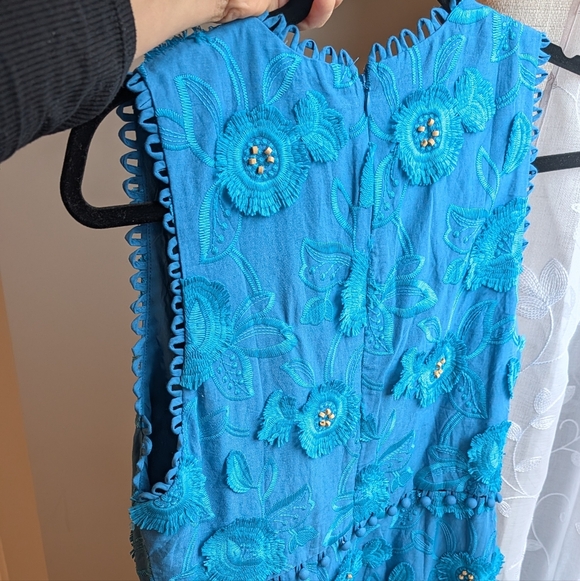 Farm Rio Blue 3d flower sleeveless maxi dress - Picture 6 of 16